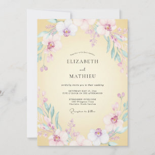 Convites Casamento Aquarela Orquídea Creme de Manteiga