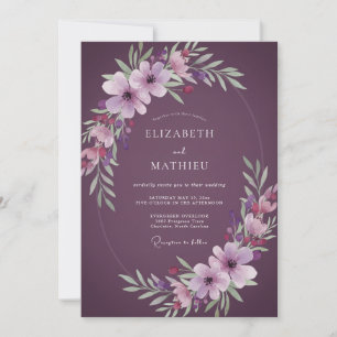 Convites Casamento Aquarela Plum Meadow