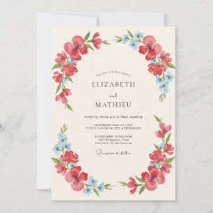 Convites Casamento Aquarela Radiante Vermelho Papoula