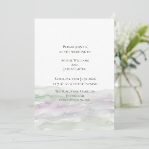 Convites Casamento Aquarela Roxa de Urze Escocesa