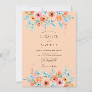 Convites Casamento Aquarela Sereno Damasco