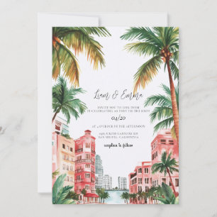 Convites Casamento Aquarela Tropical Miami Flórida