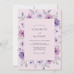 Convites Casamento Aquarela Violeta Lilás