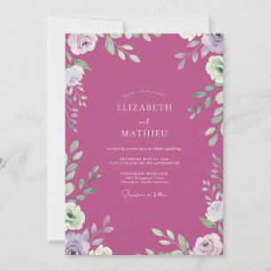 Convites Casamento Arborizado Magenta Artesanal