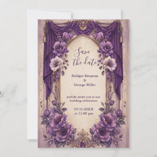 Convites Casamento Arco Drapado Roxo Gótico Medieval