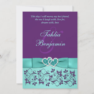 Convites Casamento ARCO IMPRESSO Aqua, Roxo Floral