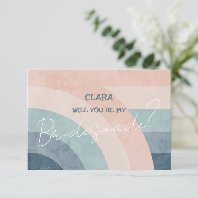 Convites Casamento Arco-Íris dos anos 70 Bridesmade (Em pé/Frente)
