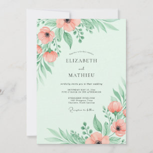 Convites Casamento Arejado de Primavera em Verde Hortelã