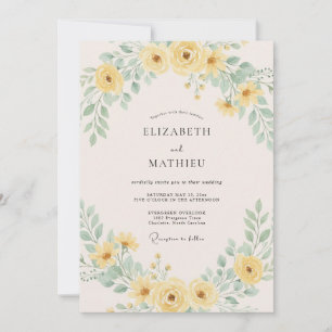 Convites Casamento Arejado de Verão com Amarelo Limão