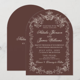 Convites Casamento Arqueado de Chocolate Marrom Antigo