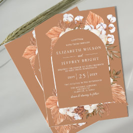 Convites Casamento Arranjado Rustic Terracotta Boho Pampas