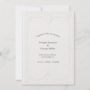 Convites Casamento Art Déco Branco Moderno