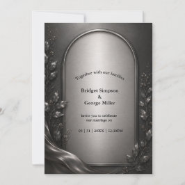 Convites Casamento Art Déco com Arco de Metal Cinza Escuro