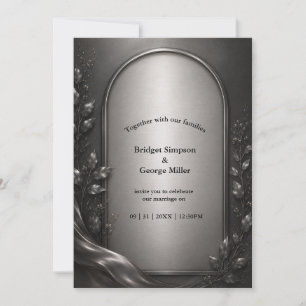 Convites Casamento Art Déco com Arco de Metal Cinza Escuro