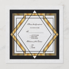 Convites Casamento Art Déco Dourado Branco Great Gatsby