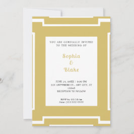 Convites Casamento Art Déco em Dourado e Branco Ousado