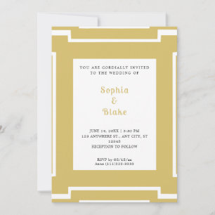 Convites Casamento Art Déco em Dourado e Branco Ousado