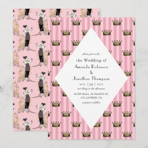 Convites Casamento Art Déco em Paris com Rosa e Dourado