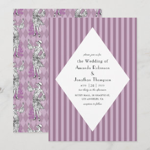 Convites Casamento Art Déco Paris Rosa e Roxo