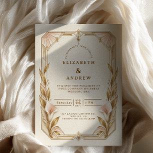 Convites Casamento Art Déco Pérola Lírio-de-callas