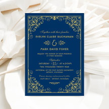 Casamento Art Déco Vintage em Azul Marinho e Doura