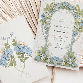 Convites Casamento Art Nouveau com Elegante Hortênsia