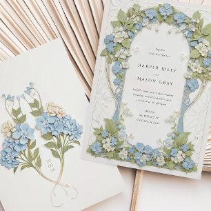 Convites Casamento Art Nouveau com Elegante Hortênsia