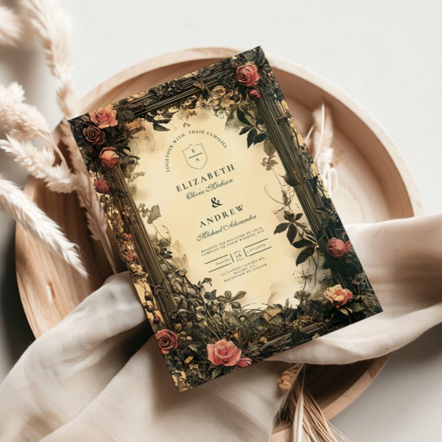 Convites Casamento Art Nouveau de Romance Sombria (Criador carregado)