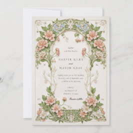 Convites Casamento Art Nouveau Elegante de Hortênsias