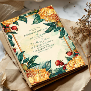 Convites Casamento Art Nouveau Floral Vintage