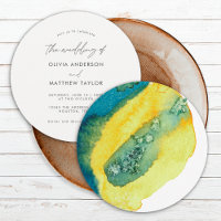 Casamento Arte Água e Tinta Azul Amarelo Chic e El