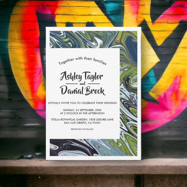 Convites Casamento Artístico Abstrato de Paisagem Mínima Mo (Criador carregado)