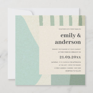 CONVITES CASAMENTO ARTÍSTICO AZUL MODERNO ABSTRATO SOFT AQU