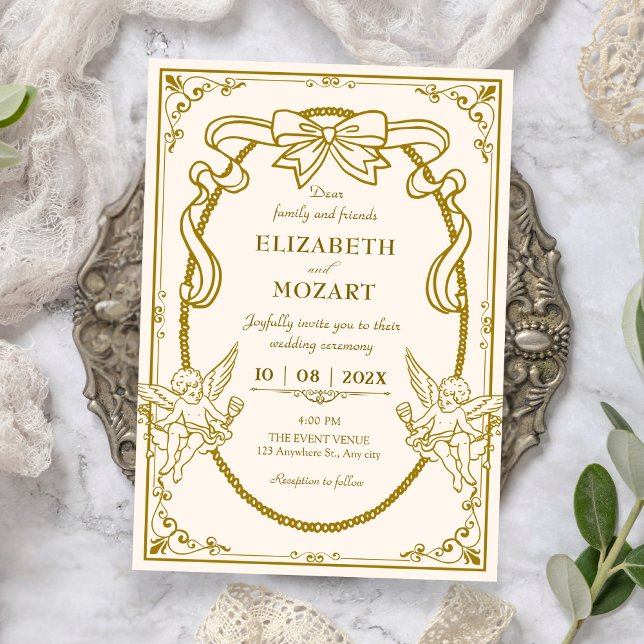 Convites Casamento artístico barroco vintage  (Criador carregado)