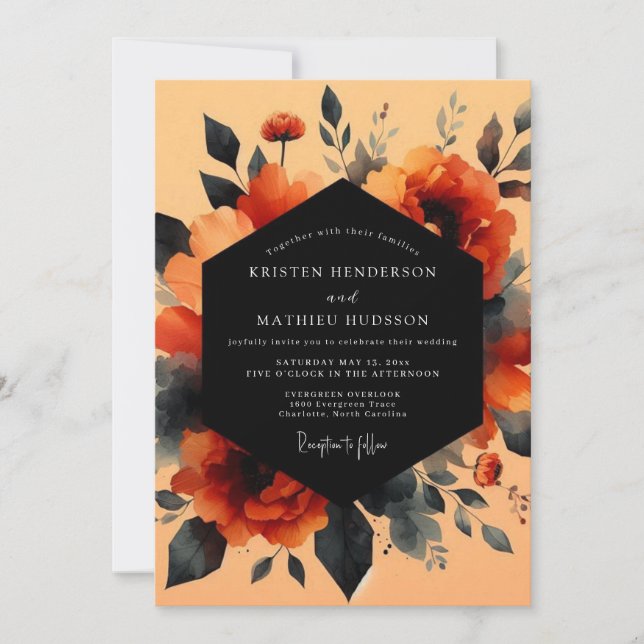 Convites Casamento Artístico com Tons de Ferrugem (Frente)