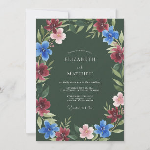 Convites Casamento Artístico de Inverno em Verde Caçador