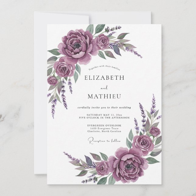 Convites Casamento Artístico Flor de Ameixa (Frente)