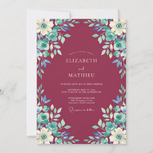 Convites Casamento Artístico Flora Borgonha