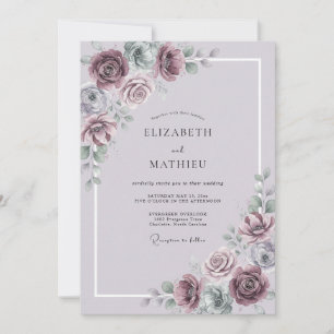 Convites Casamento Artístico Floral Rosa Empoeirado