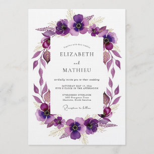 Convites Casamento Artístico Florido Roxo