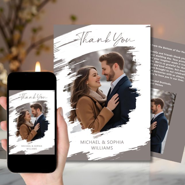 Convites Casamento Artístico Moderno Agradecimento Inverno  (Criador carregado)