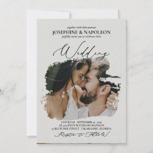 Convites Casamento artístico romântico moderno e elegante