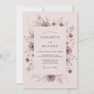 Convites Casamento Artístico Rosa Malva