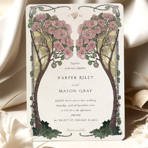 Convites Casamento Árvore Arco Floral Art Nouveau