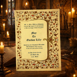 Convites Casamento Árvore de Vinha Floral Estilo Medieval V