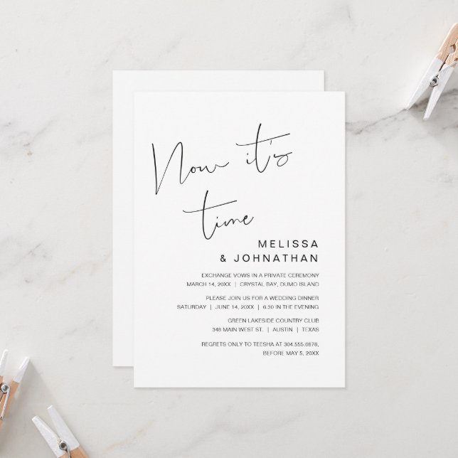 Convites Casamento às escondidas, agora é a hora  (Frente/Verso In Situ)