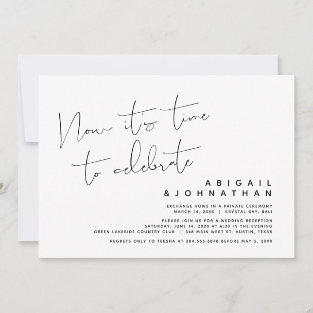 Convites Casamento às escondidas, agora é hora de celebrar (Frente)