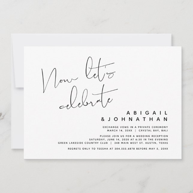 Convites Casamento às escondidas, Agora vamos celebrar (Frente)