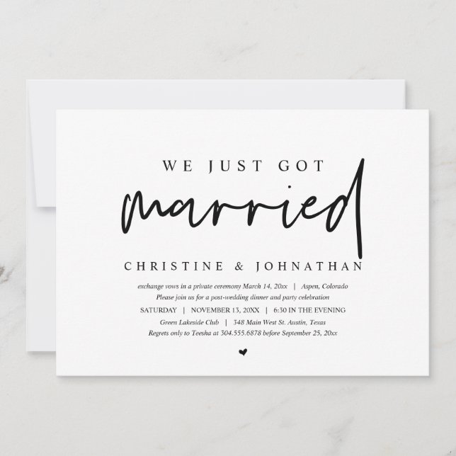 Convites Casamento às Escuras, Acabamos de nos Casar Convit (Frente)