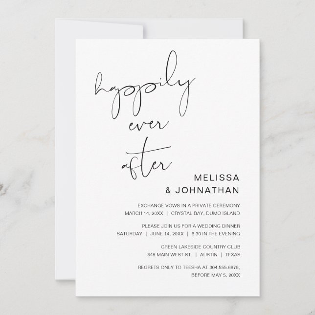 Convites Casamento às Escuras, Festa Felizes para Sempre  (Frente)